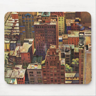 Bird's-Eye View of New York City by John Falter Mouse Mat