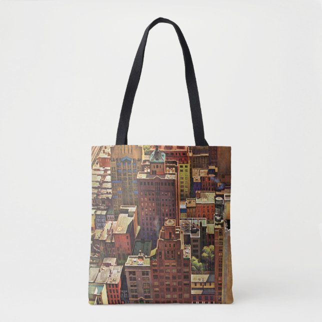 Bird's-Eye View of New York City by John Falter Tote Bag (Front)