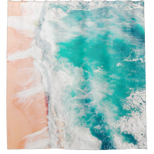 Bird's eye view of ocean waves shower curtain