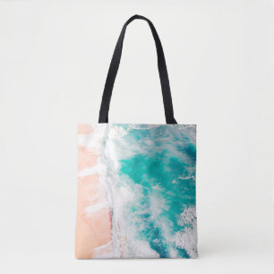 Bird's eye view of ocean waves tote bag