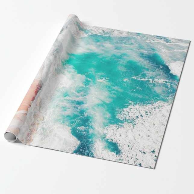Bird's eye view of ocean waves wrapping paper (Unrolled)