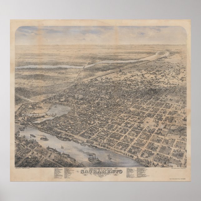 Bird's-Eye View of Sacramento 1870 Poster (Front)
