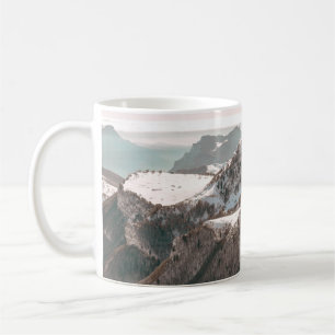 BIRD'S-EYE VIEW OF SNOW COVERED MOUNTAIN UNDER CLE COFFEE MUG