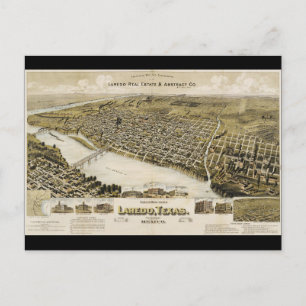 Bird's Eye View of the City of Laredo Texas (1892) Postcard
