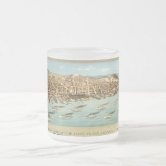 Bird's-eye View of the Fleet in San Francisco Bay, Frosted Glass Coffee Mug