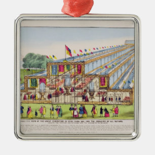 Bird's Eye View of the Great Exhibition in Hyde Pa Metal Tree Decoration