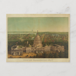 Bird's Eye View of Washington D.C. in 1869 Postcard