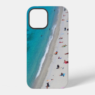 Bird's eye view photo of people on beach iPhone 12 case