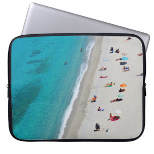 Bird's eye view photo of people on beach laptop sleeve
