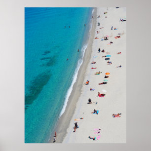 Bird's eye view photo of people on beach poster