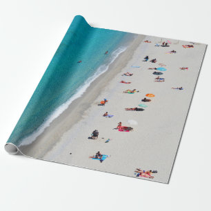 Bird's eye view photo of people on beach wrapping paper