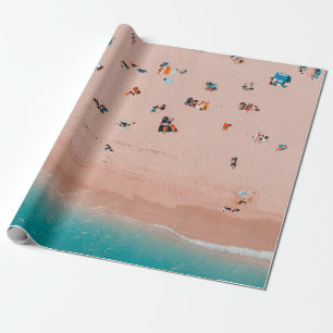 BIRD'S EYE VIEW PHOTOGRAPHY OF PEOPLE IN SEASHORE WRAPPING PAPER