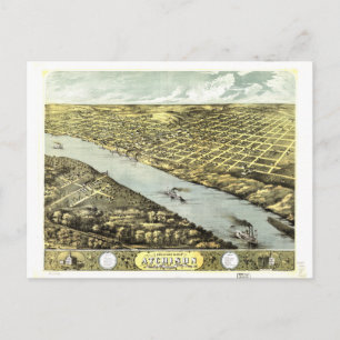 Bird's Eye View the City of Atchison Kansas 1869 Postcard