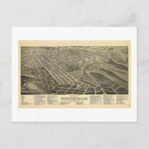 Bird's-eye view Winston-Salem North Carolina 1891 Postcard
