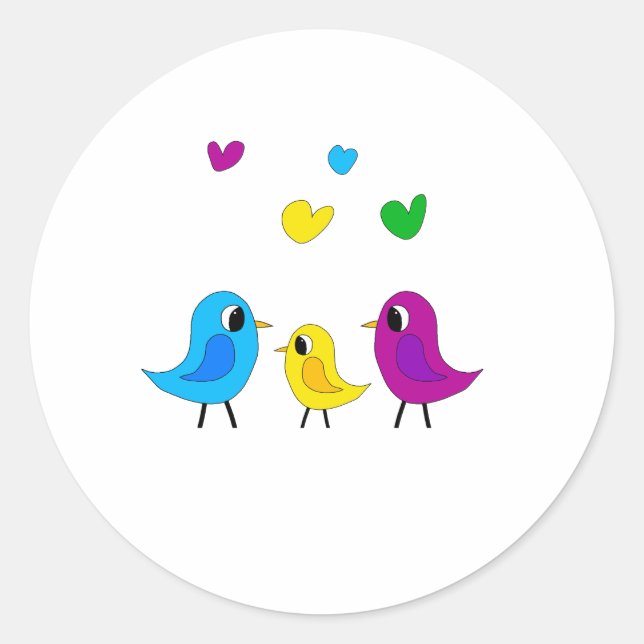 Birds family classic round sticker (Front)