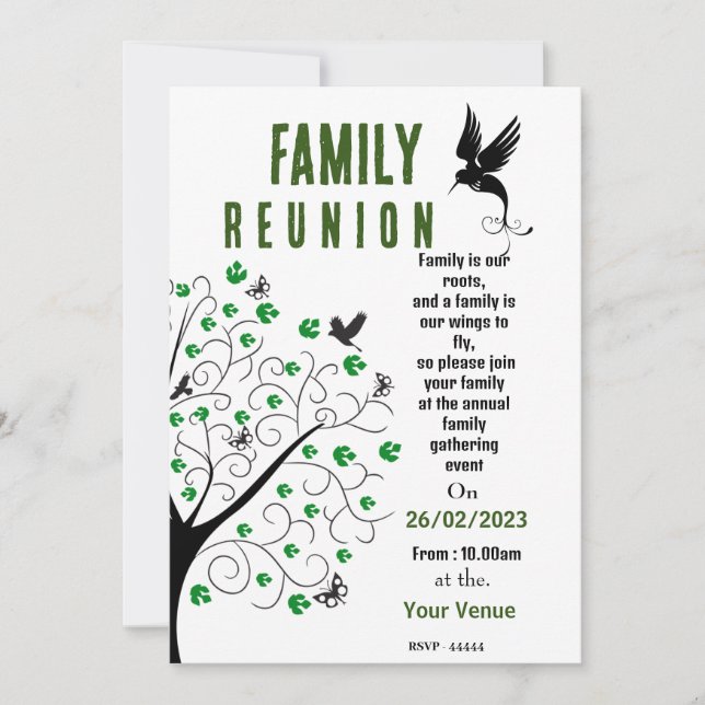 Birds Family Reunion  Invitation (Front)