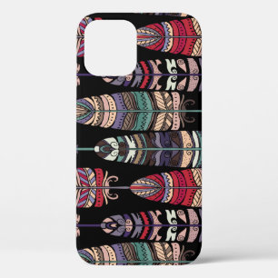 Birds Feathers Tribal Art Seamless iPhone 12 Case