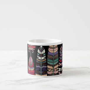 Birds Feathers Tribal Art Seamless Espresso Cup