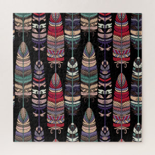 Birds Feathers Tribal Art Seamless Jigsaw Puzzle