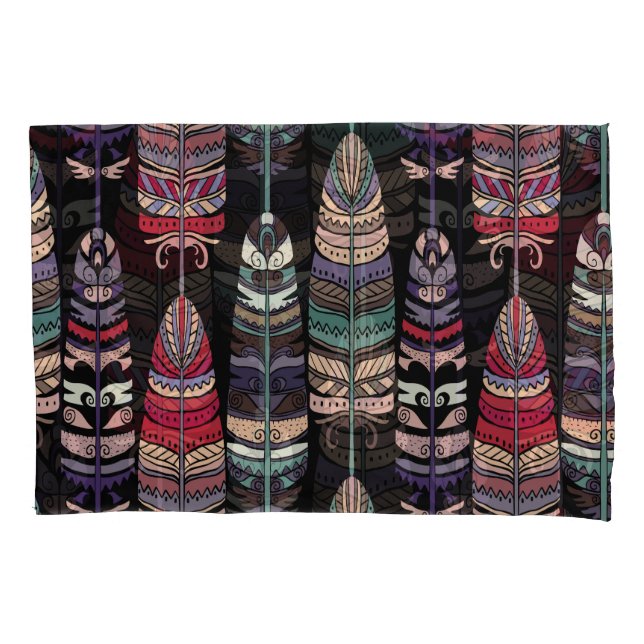 Birds Feathers Tribal Art Seamless Pillowcase (Front)