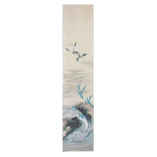 Birds Fighting in the Mountain Stream, Hokusai Short Table Runner