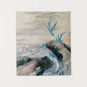 Birds Fighting in the Mountain Stream, Hokusai Tapestry