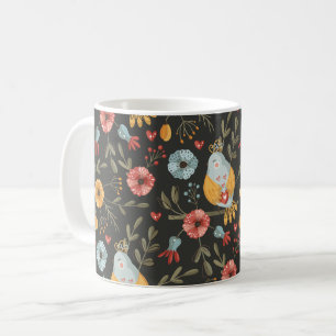 Birds Floral Bohemian Pattern Coffee Mug