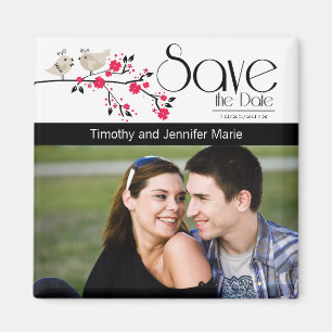 Birds floral photo save the date announcement magnet