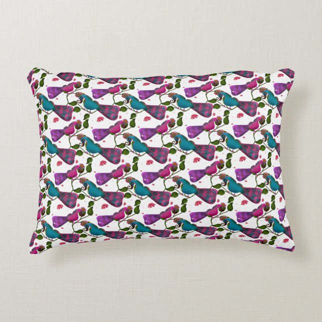 Birds floral seamless pattern Curtain Decorative Cushion (Front)