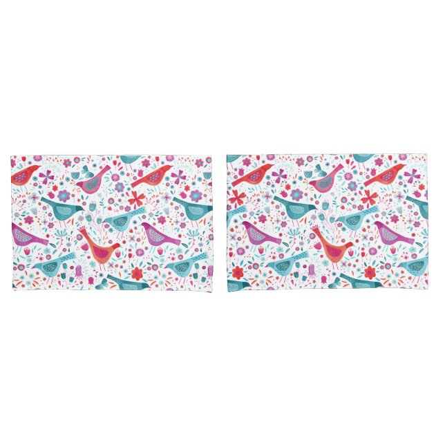 Birds Floral Watercolor Pillowcase (Front-Set)