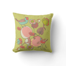 Birds, Flowers, and Fruit Pillow