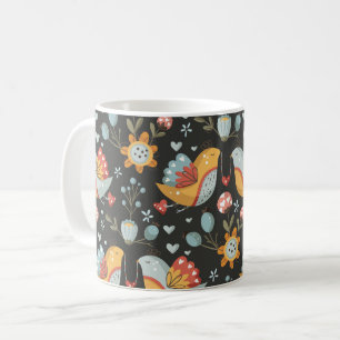 Birds Flowers Bohemian Love Pattern Coffee Mug