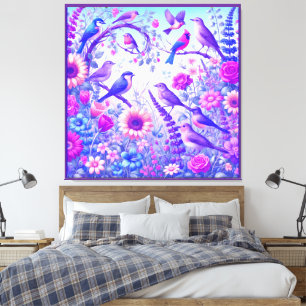 birds flowers canvas print