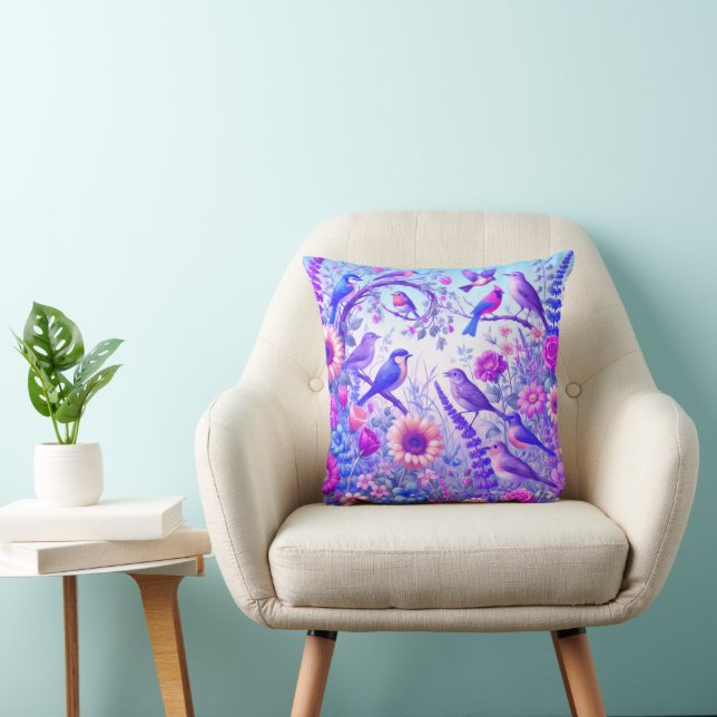 birds flowers cushion (Chair)