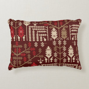 Birds Flowers Dark Blue Pattern Decorative Cushion