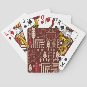Birds Flowers Dark Blue Pattern Playing Cards