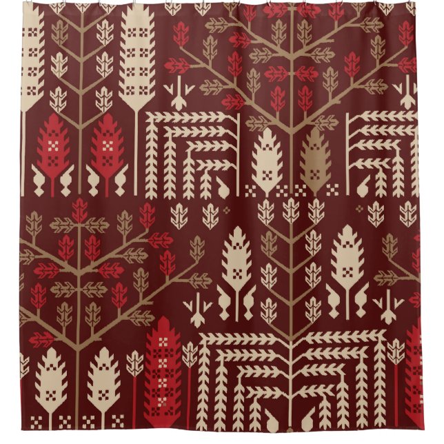 Birds Flowers Dark Blue Pattern Shower Curtain (Front)