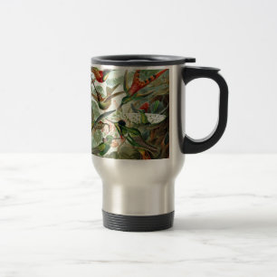 birds flowers flower bird nature vintage painting travel mug