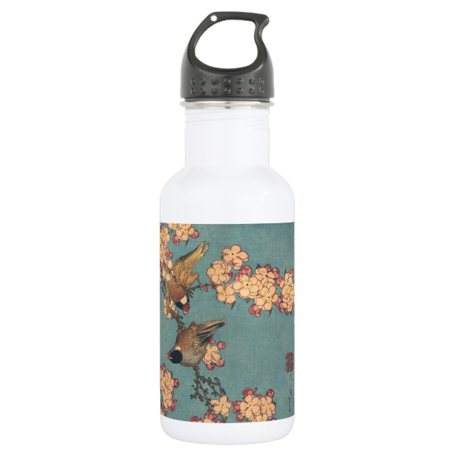 Birds Flowers Hokusai Japanese Art 532 Ml Water Bottle (Front)