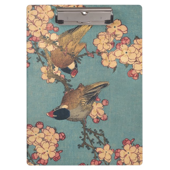 Birds Flowers Hokusai Japanese Art Clipboard (Front)
