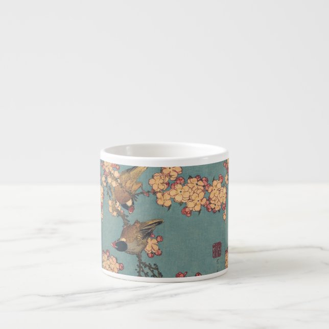 Birds Flowers Hokusai Japanese Art Espresso Cup (Front)