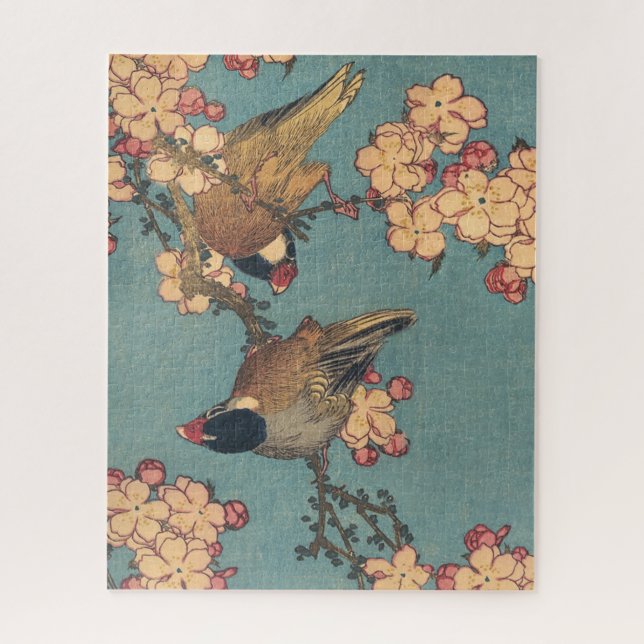 Birds Flowers Hokusai Japanese Art Jigsaw Puzzle (Vertical)