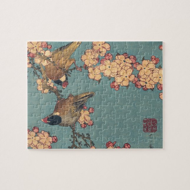 Birds Flowers Hokusai Japanese Art Jigsaw Puzzle (Horizontal)