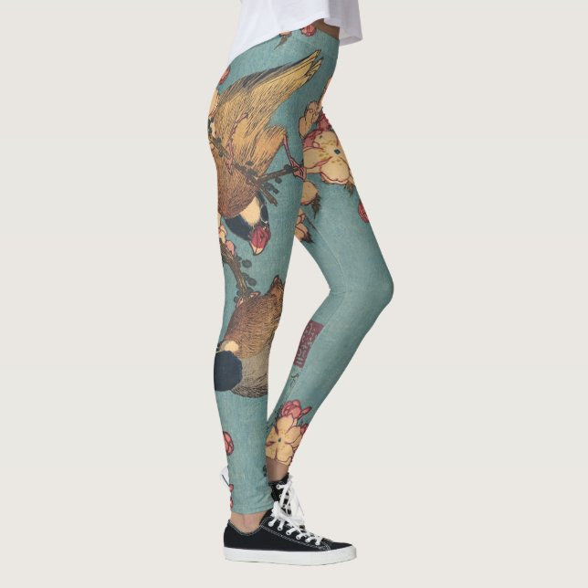 Birds Flowers Hokusai Japanese Art Leggings (Right)