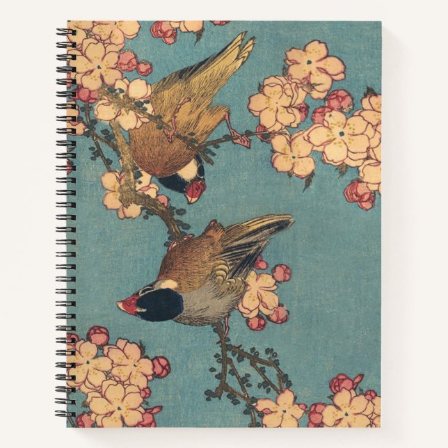 Birds Flowers Hokusai Japanese Art Notebook (Front)