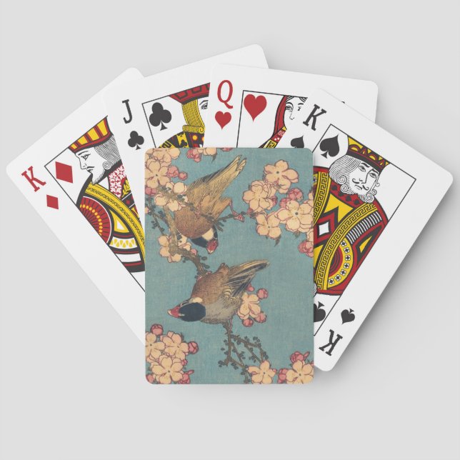 Birds Flowers Hokusai Japanese Art Playing Cards (Back)