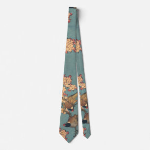 Birds Flowers Hokusai Japanese Art Tie