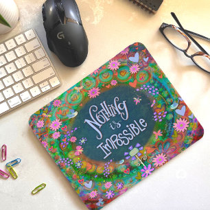 Birds Flowers Inspiring Quote Pretty Fun Mouse Mat