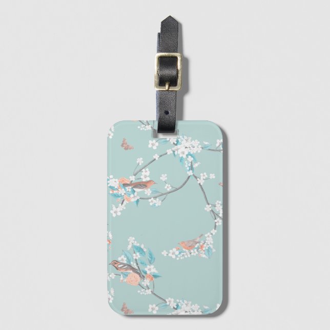 Birds & Flowers Luggage Tag (Front Vertical)
