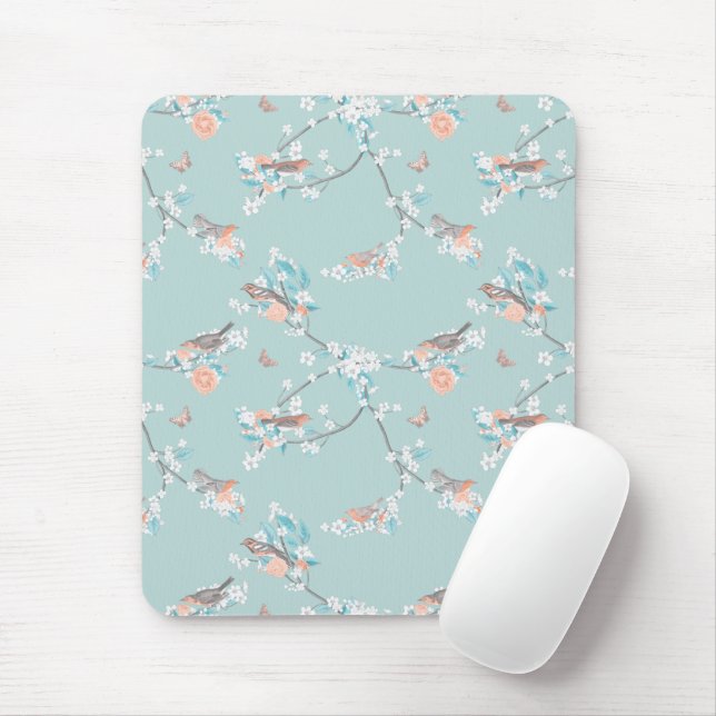 Birds & Flowers Mouse Mat (With Mouse)